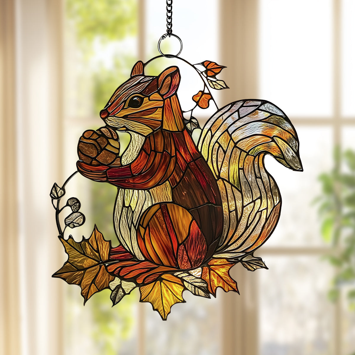 Grateful Harvest Squirrel - Window Hanging Suncatcher