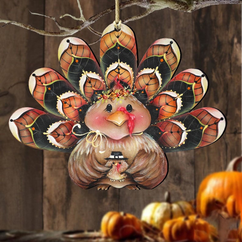 🦃Turkey Wreath Door Hanger 🍂 Thanksgiving Wood Decor - 🎃Wooden Fall Wall Decoration