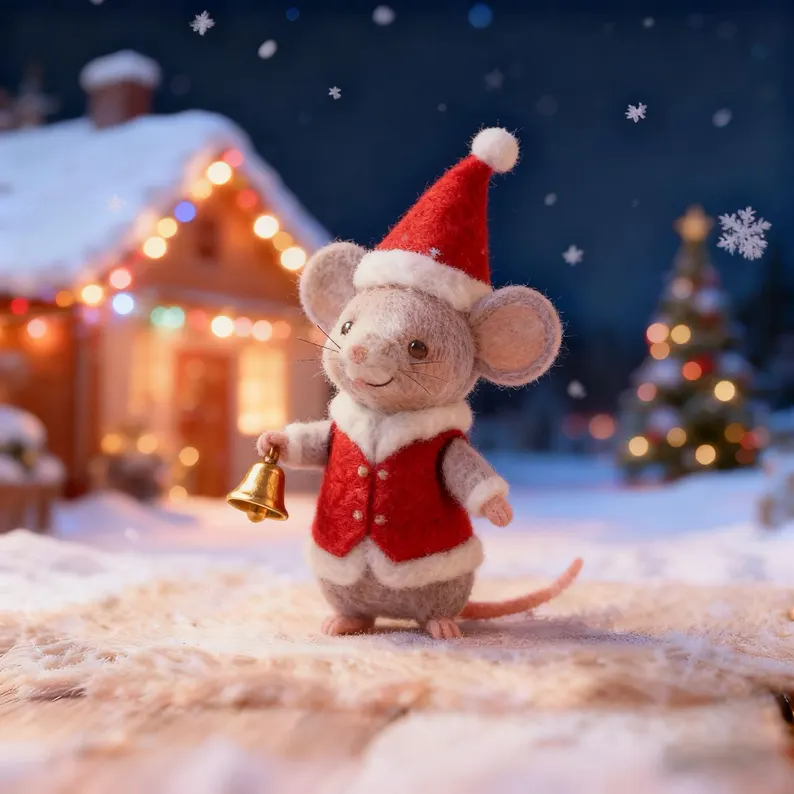 🎄 Christmas Handmade Felt Mouse Ornaments | Whimsical Holiday Decor