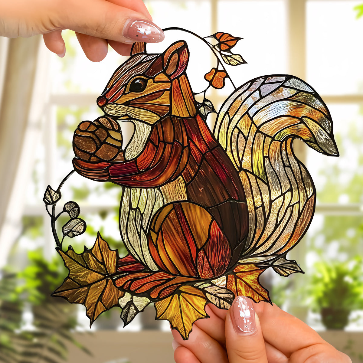 Grateful Harvest Squirrel - Window Hanging Suncatcher