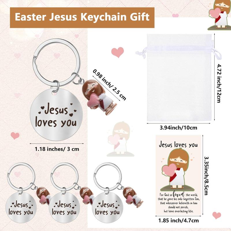 Valentine's Day Positive Gift - Valentines Jesus Keychain with Love Heart Christian Set (10 PCS)