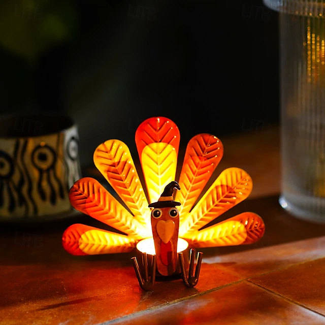 🥰🎁Colorful Turkey Metal Tea Light Candle Holder | Thanksgiving Tabletop Decoration