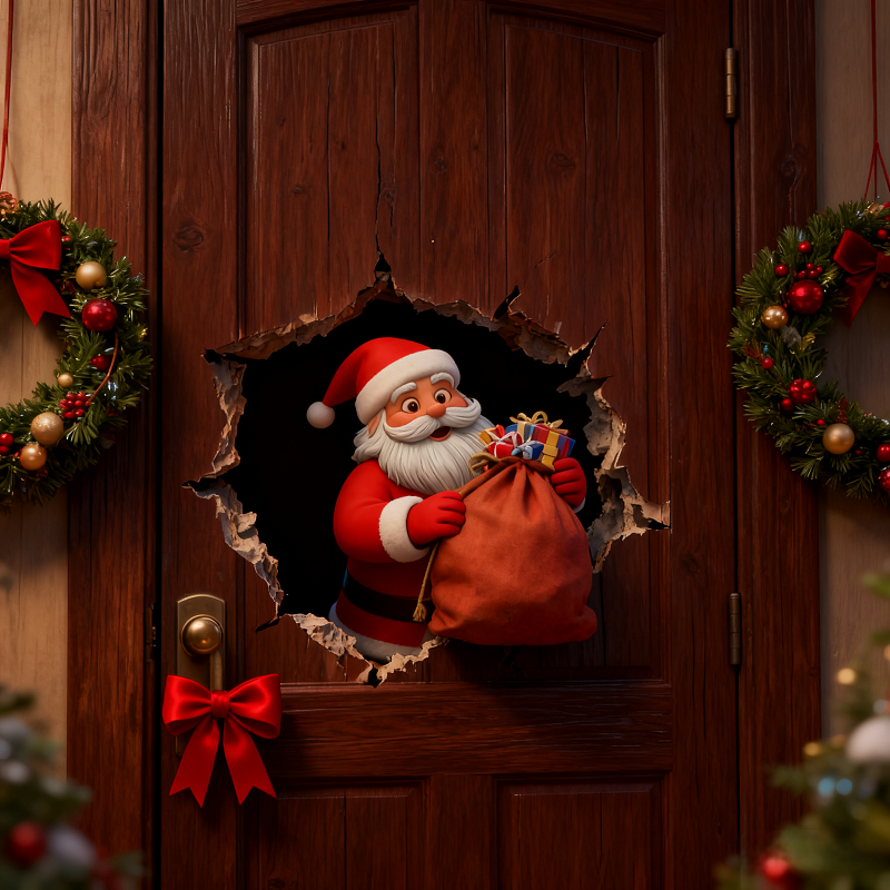 🎅 3D Santa Door Cover – The Funniest Holiday Decoration of 2025