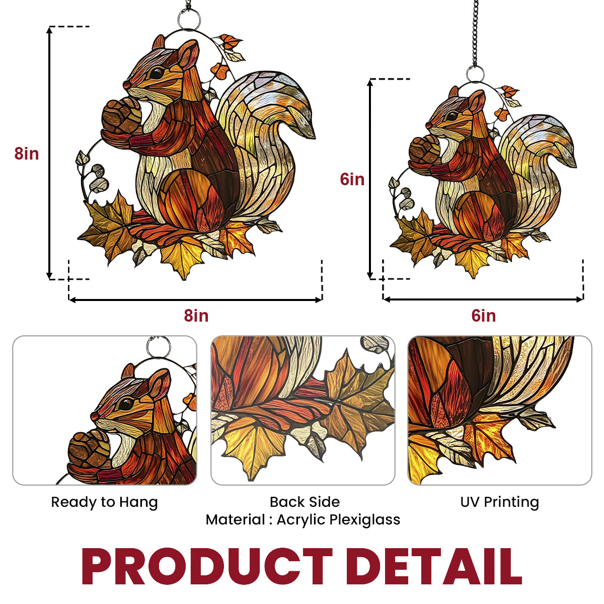 Grateful Harvest Squirrel - Window Hanging Suncatcher