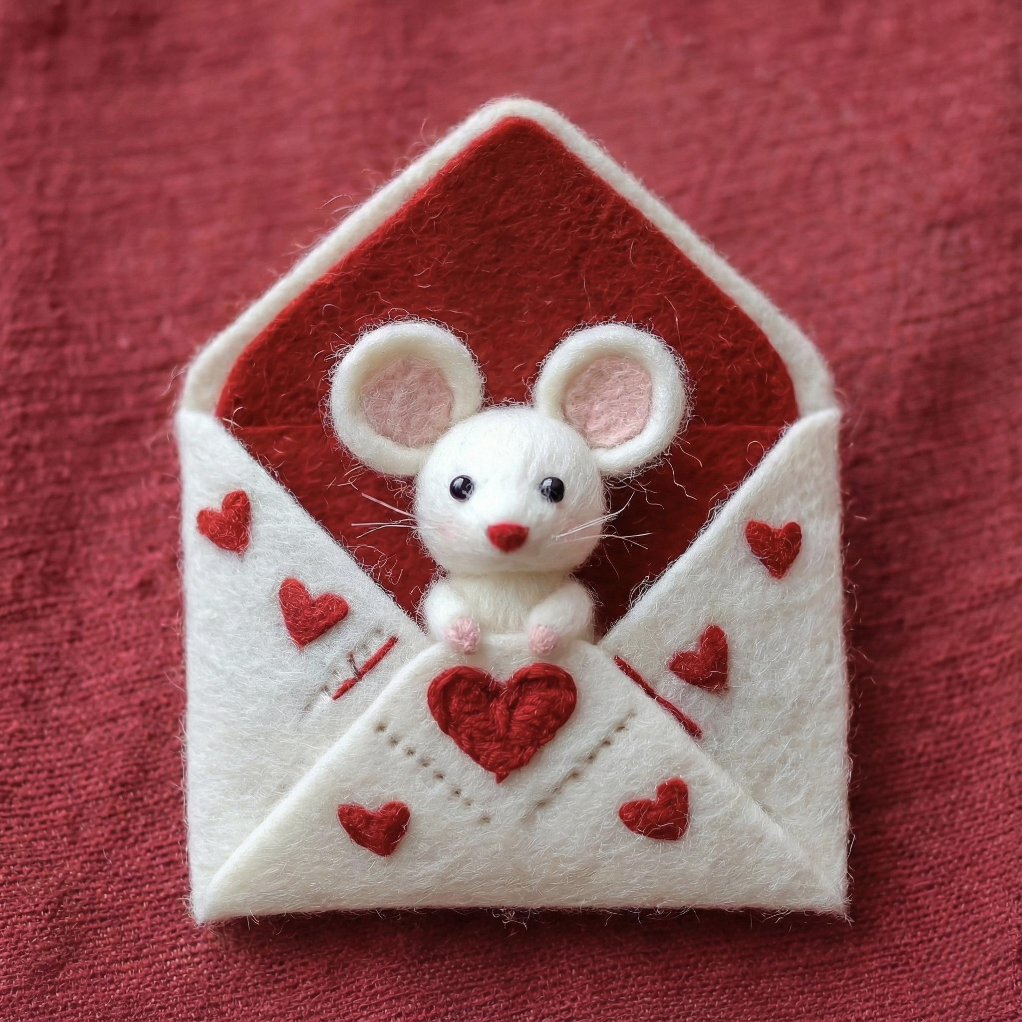 Needle Felted Mouse | Valentine's Day Gift