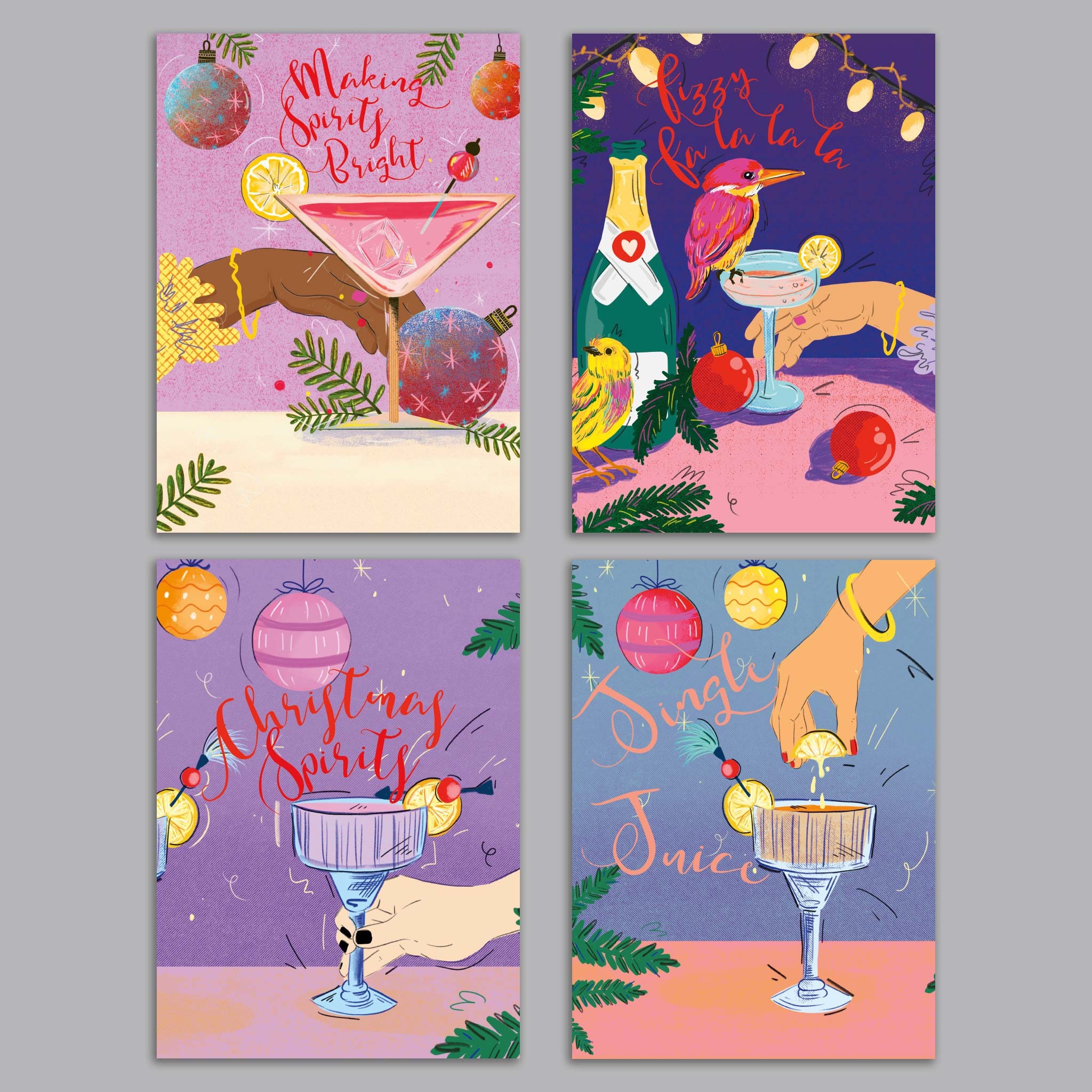 Holiday Party Greeting Card Set (4 pcs)