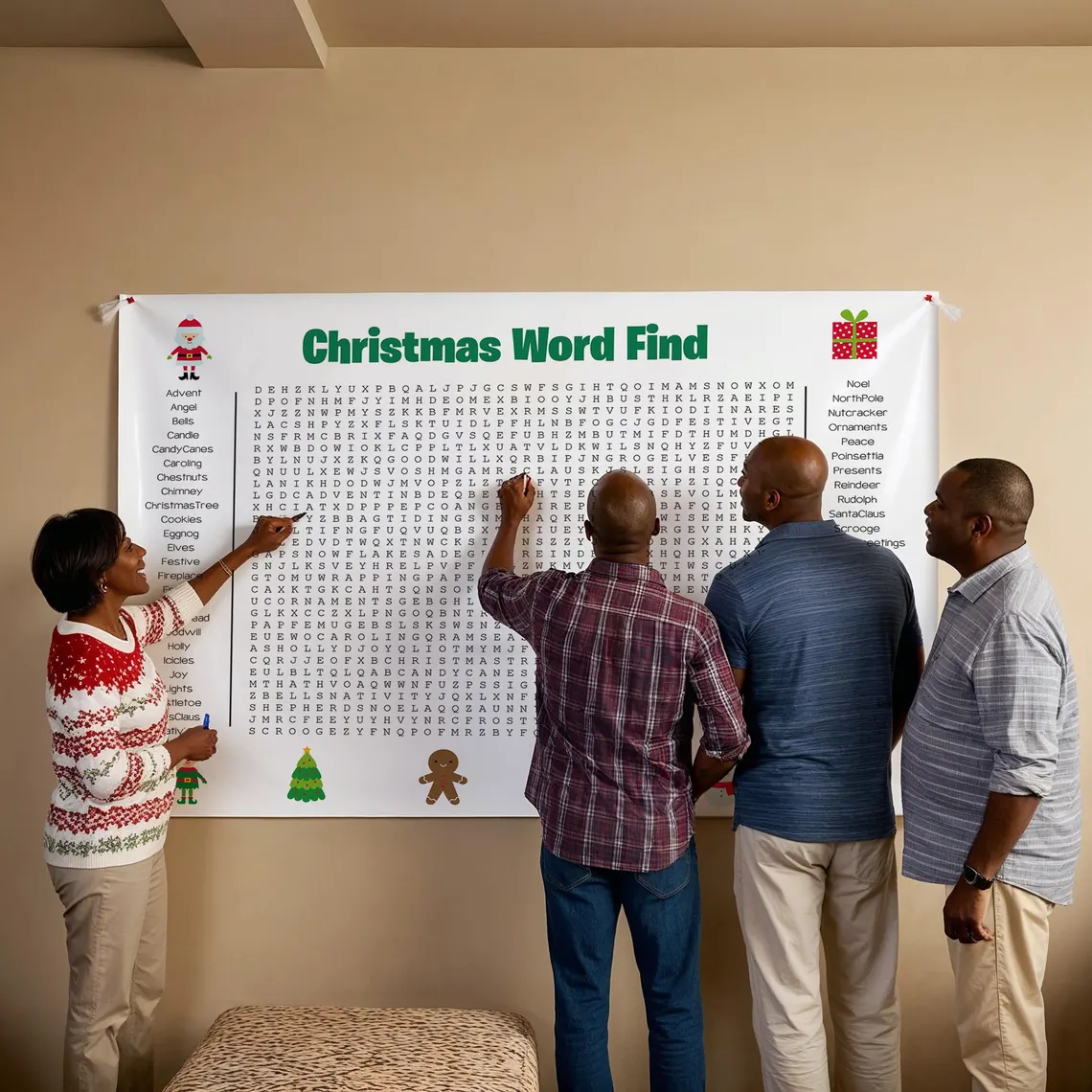 ⏰ Jumbo Thanksgiving & Christmas Word Search Poster – Giant 36"x24" Wall Game! 🎉