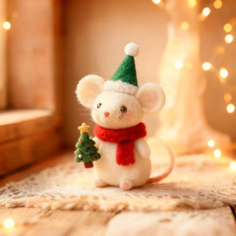 🎄 Christmas Handmade Felt Mouse Ornaments | Whimsical Holiday Decor