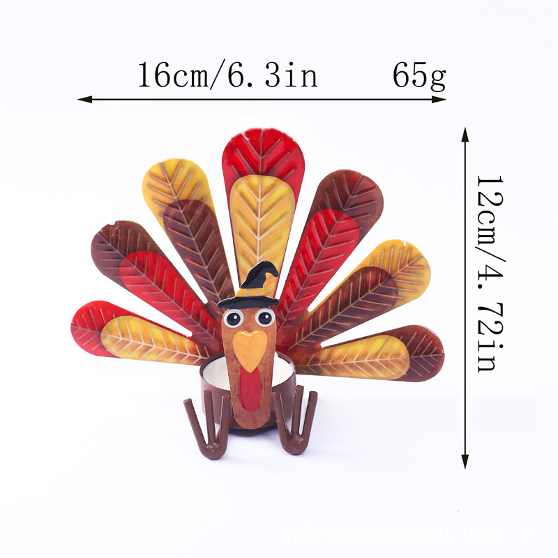 🥰🎁Colorful Turkey Metal Tea Light Candle Holder | Thanksgiving Tabletop Decoration