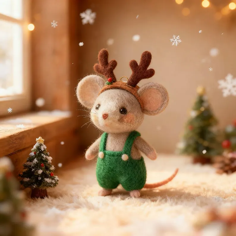🎄 Christmas Handmade Felt Mouse Ornaments | Whimsical Holiday Decor