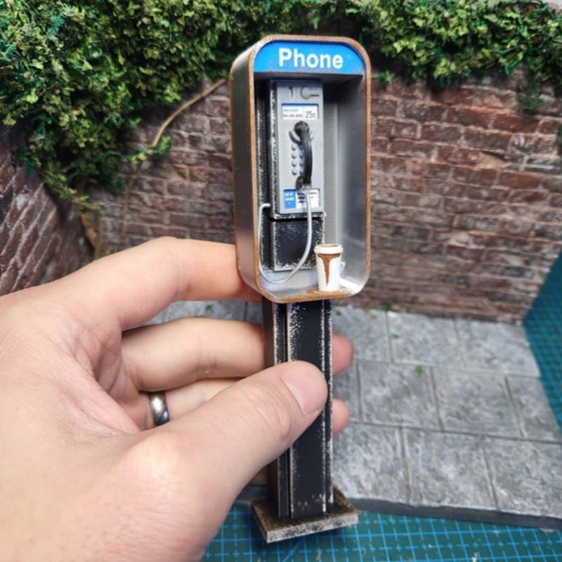 Handmade Miniature American payphone in 1:12 scale