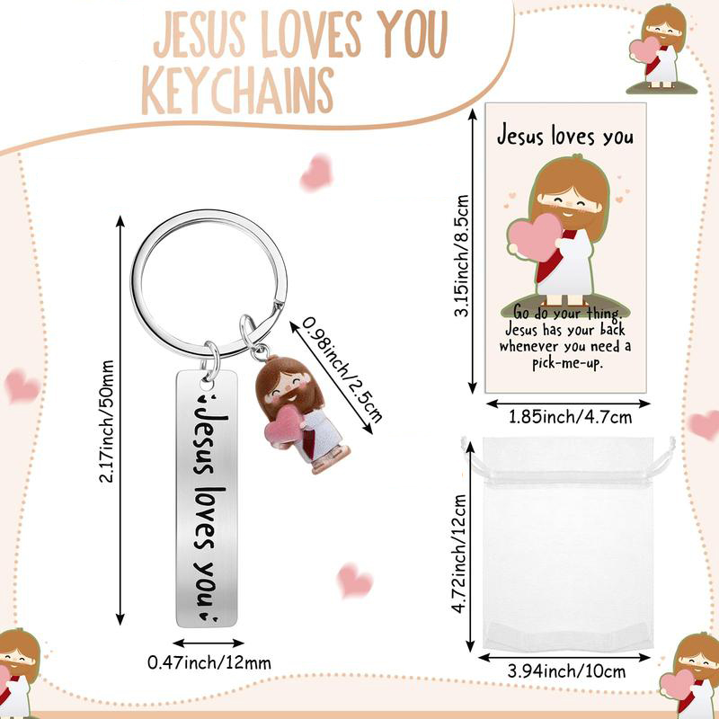 Valentine's Day Positive Gift - Valentines Jesus Keychain with Love Heart Christian Set