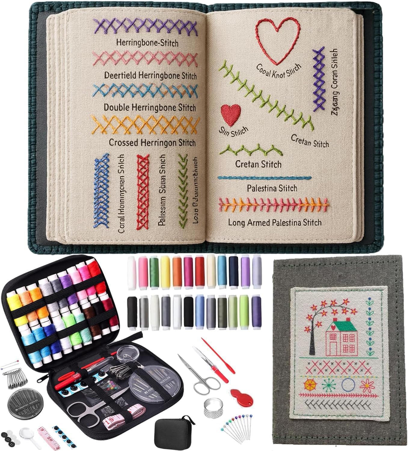 🌈Embroidery Stitch Book(Beginner-Friendly &DIY enthusiasts)