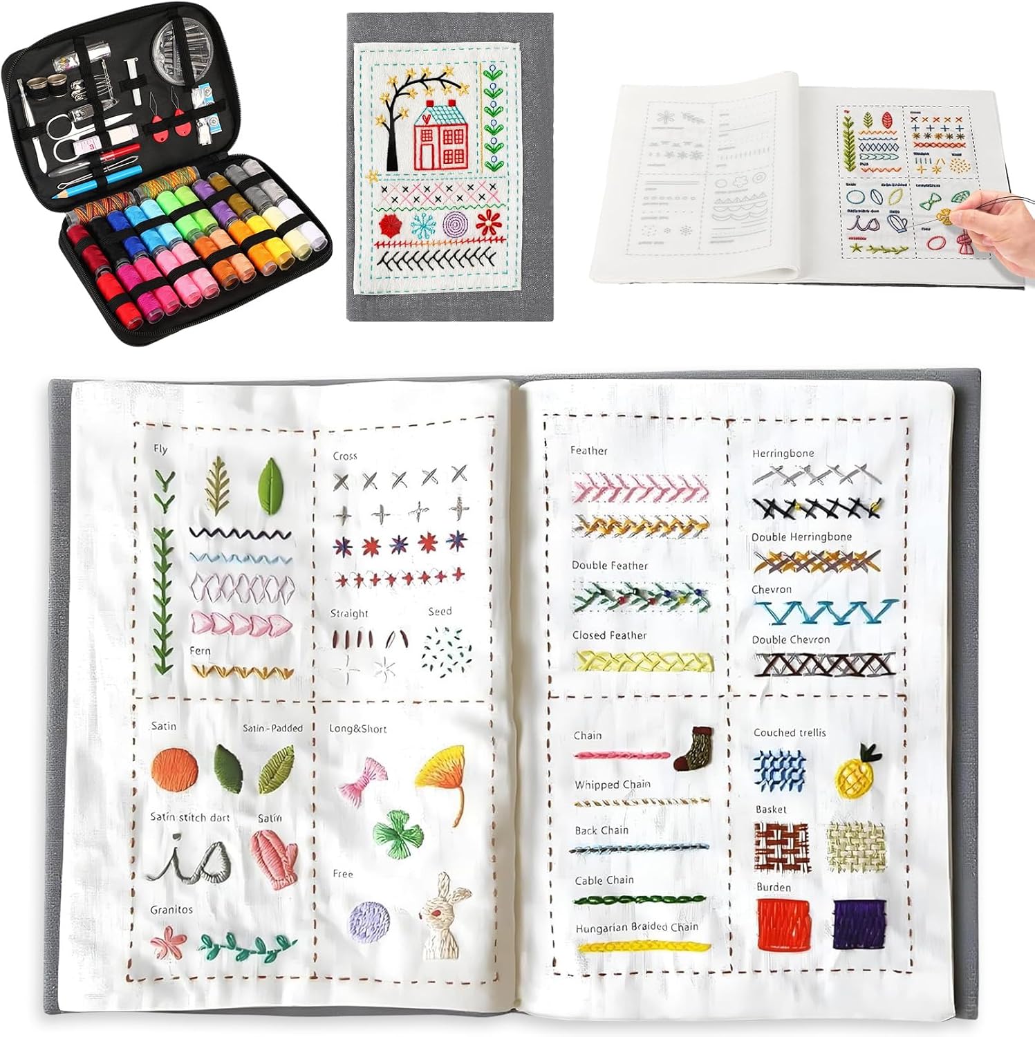 🌈Embroidery Stitch Book(Beginner-Friendly &DIY enthusiasts)