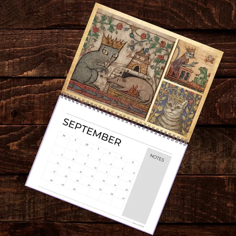 🔥Last Day 49% OFF - 🐱🗓️Medieval Cats with Crowns Calendar 2026