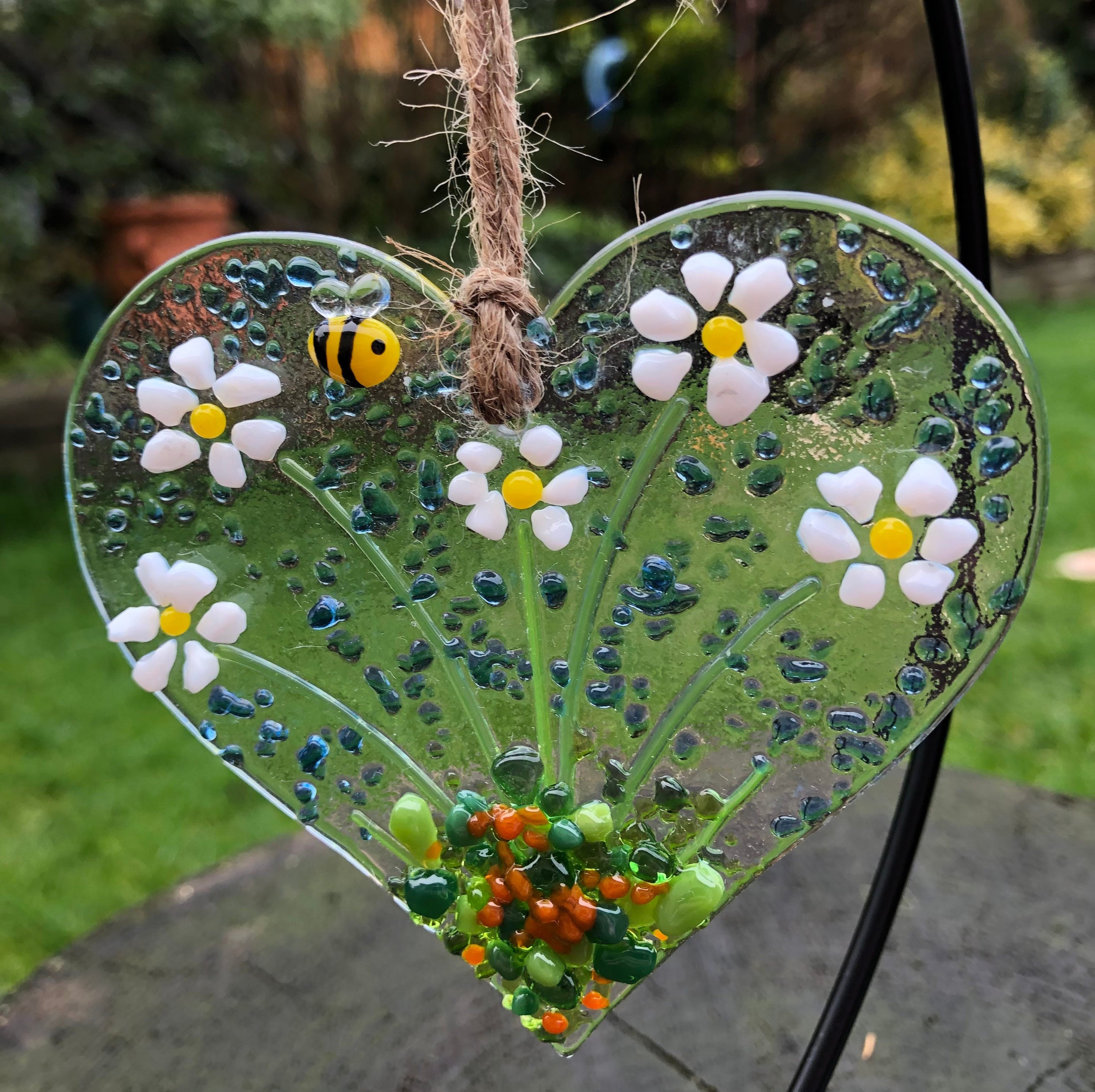 Mothers Day Gift-Fused Glass Heart Shaped Light Catcher