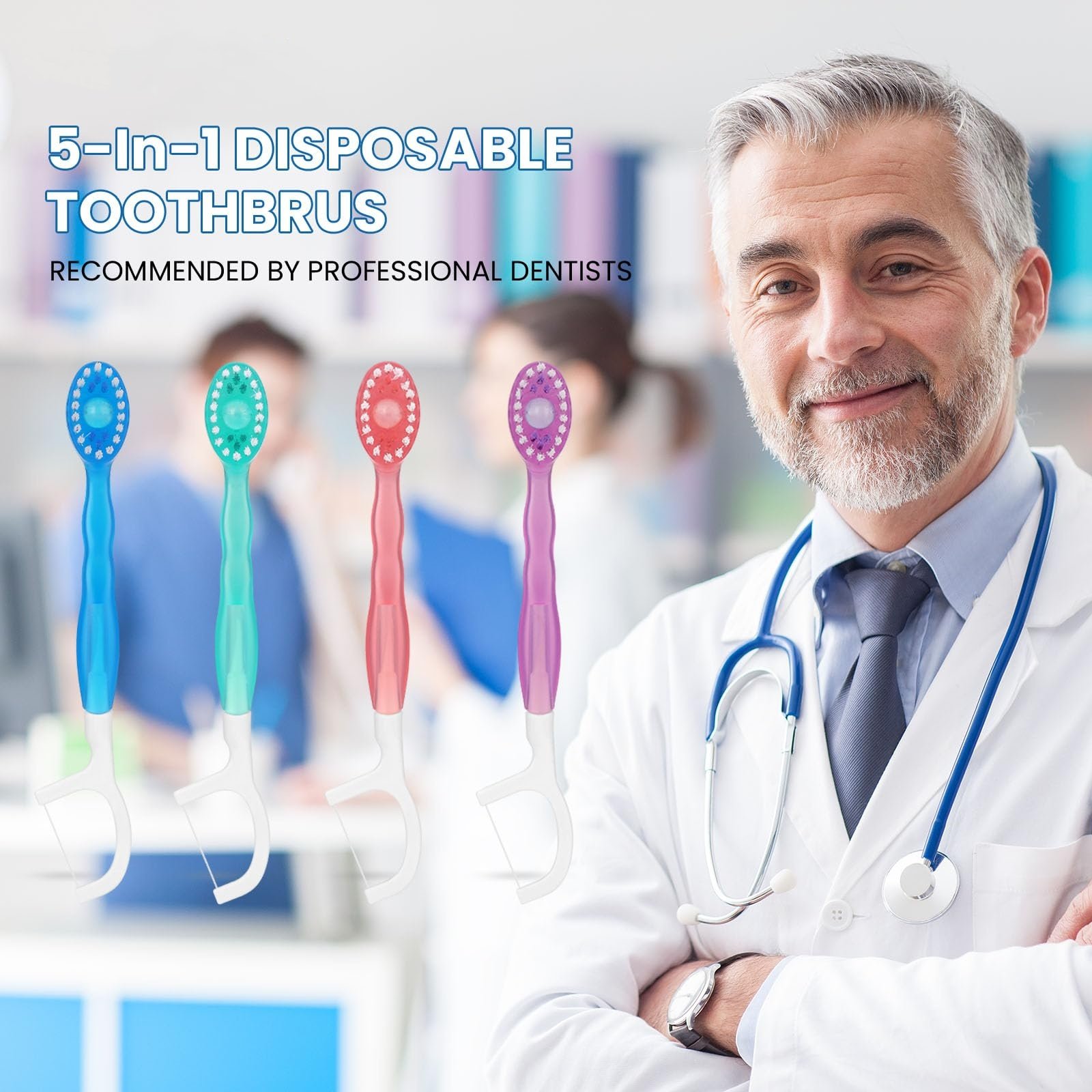 5-in-1 Disposable Travel Toothbrush