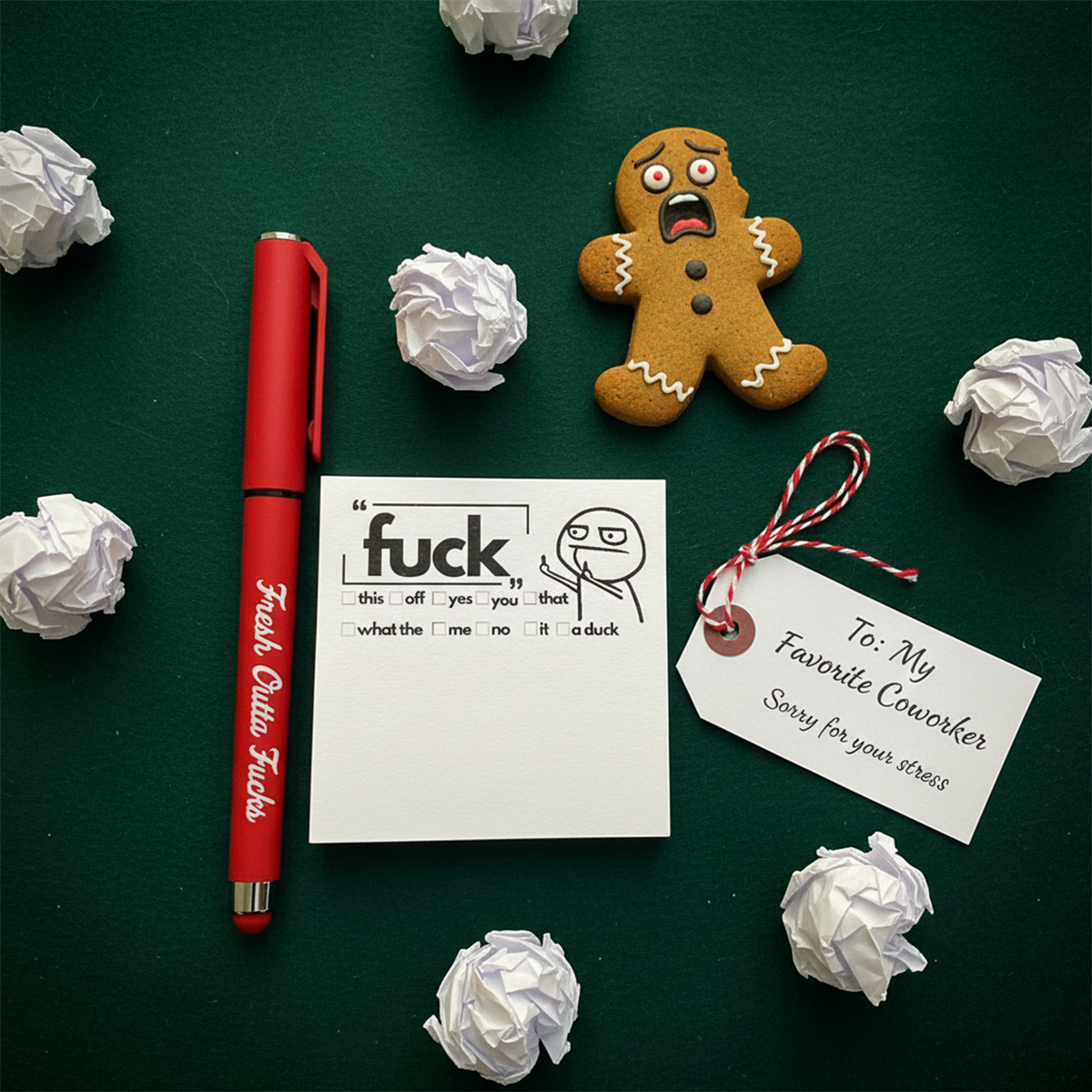 💥Last Day Promotion 50% OFF💝 【Office Spokesperson】Mental Checkout Bundle | Fresh Outta Fucks Stress-Relief Ballpoint Pen + Rant Pad | Office Christmas Gift Exchange | Best Friend's Prank Toolkit