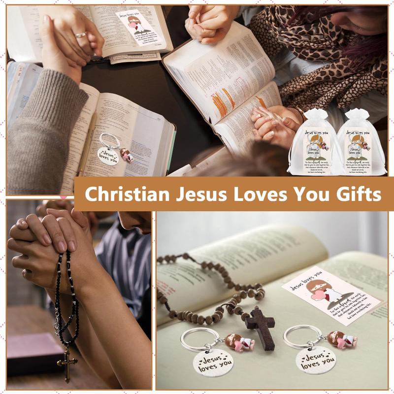 Valentine's Day Positive Gift - Valentines Jesus Keychain with Love Heart Christian Set (10 PCS)