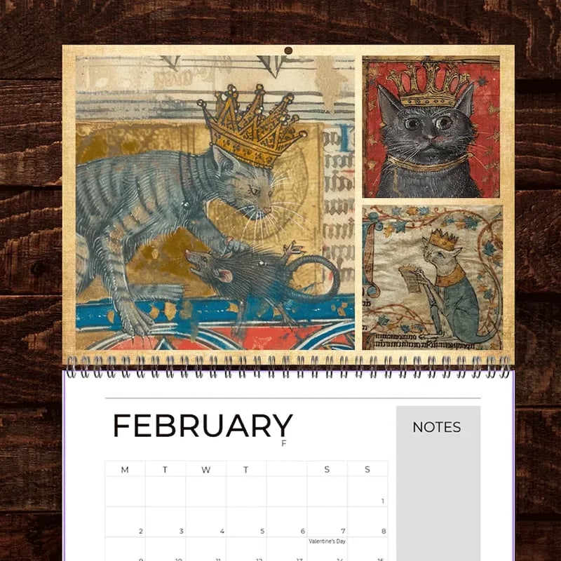 🔥Last Day 49% OFF - 🐱🗓️Medieval Cats with Crowns Calendar 2026