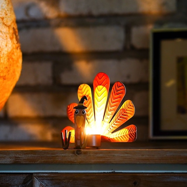 🥰🎁Colorful Turkey Metal Tea Light Candle Holder | Thanksgiving Tabletop Decoration