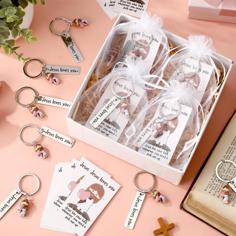 Valentine's Day Positive Gift - Valentines Jesus Keychain with Love Heart Christian Set (10 PCS)