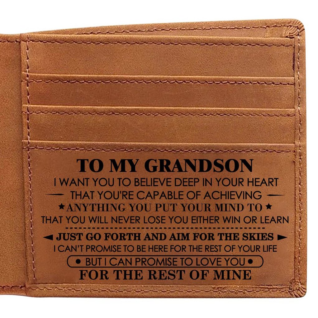 To My GrandSon - Premium Top-grain Cow Leather Card Wallet✨