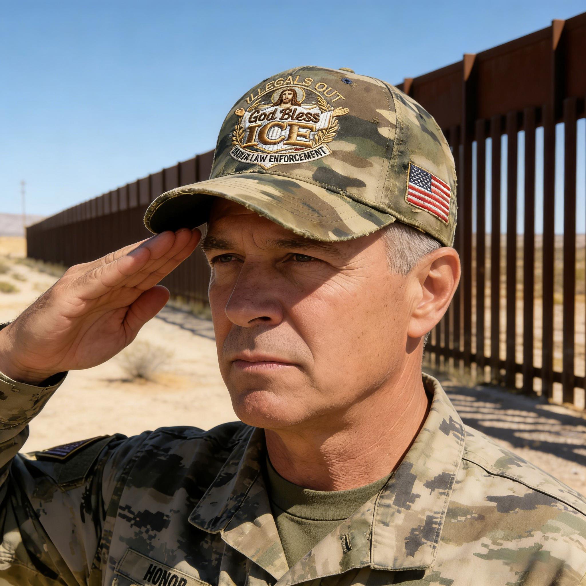 Rugged Camo “God Bless ICE” Trucker Hat – Patriotic Law Enforcement Support Baseball Cap