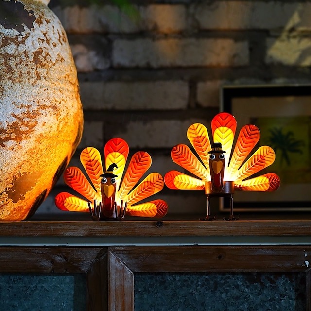 🥰🎁Colorful Turkey Metal Tea Light Candle Holder | Thanksgiving Tabletop Decoration