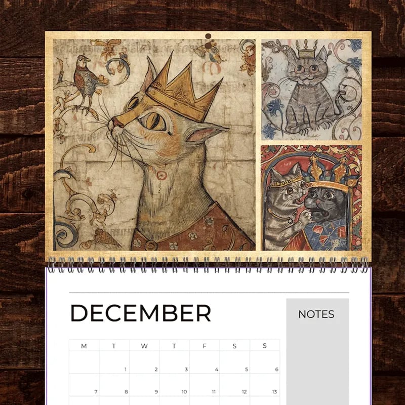 🔥Last Day 49% OFF - 🐱🗓️Medieval Cats with Crowns Calendar 2026