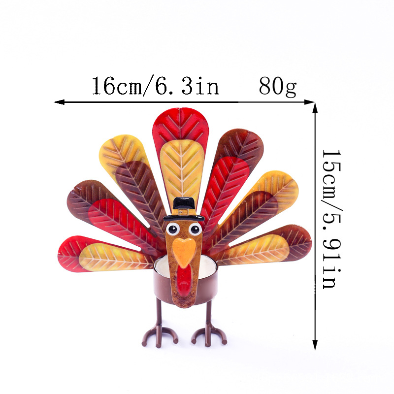 🥰🎁Colorful Turkey Metal Tea Light Candle Holder | Thanksgiving Tabletop Decoration