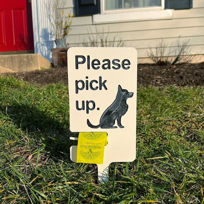 Dog Poop Sign with Bag Holder