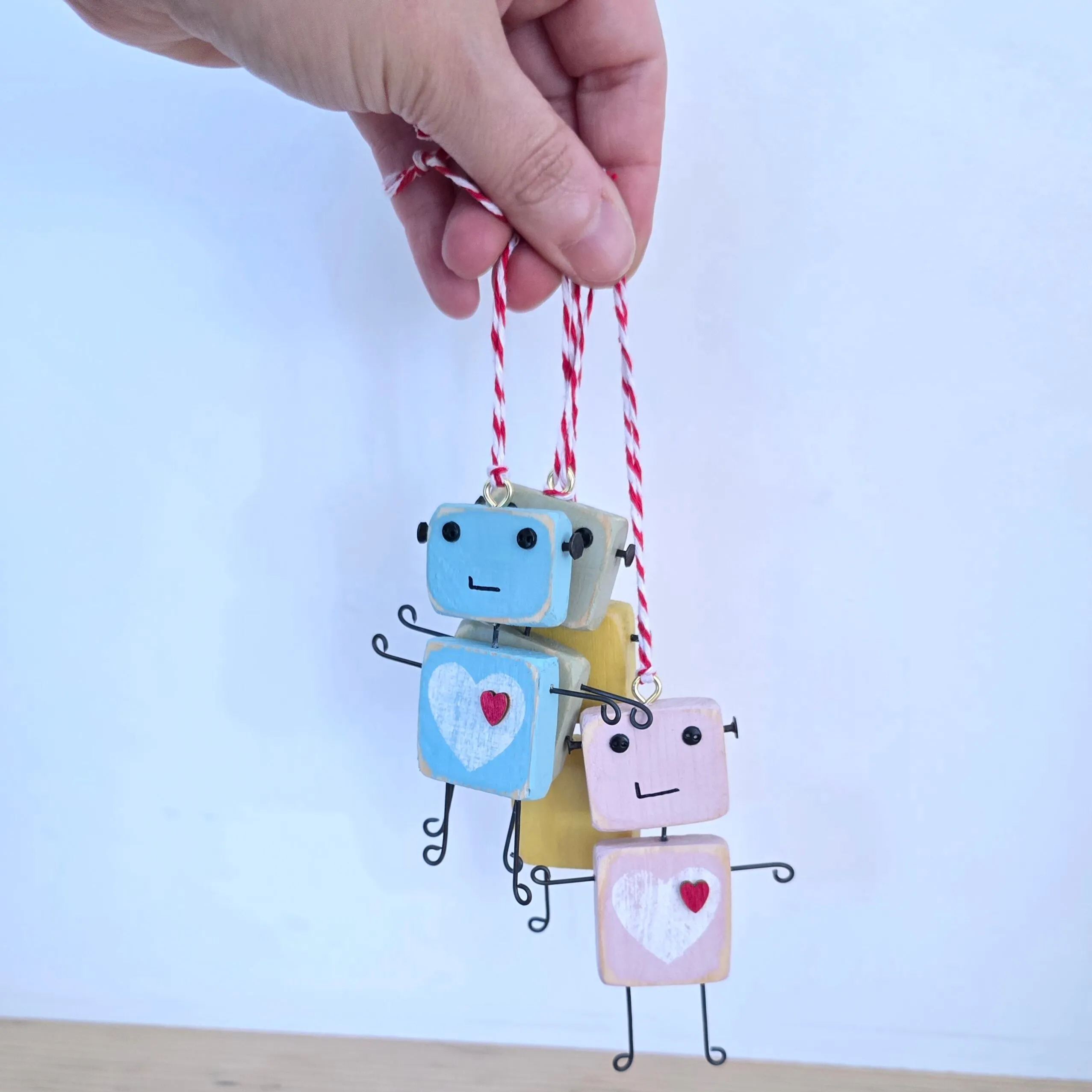 Robot Hanging Decoration Handmade Using Recycled Wood | Whimsical Christmas Tree Decoration| 