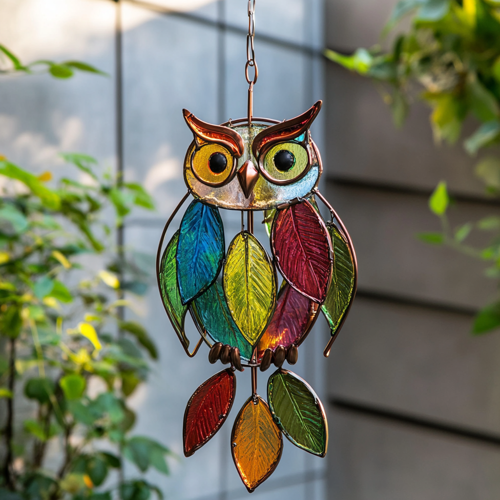 🌈Stained Owl Hangings