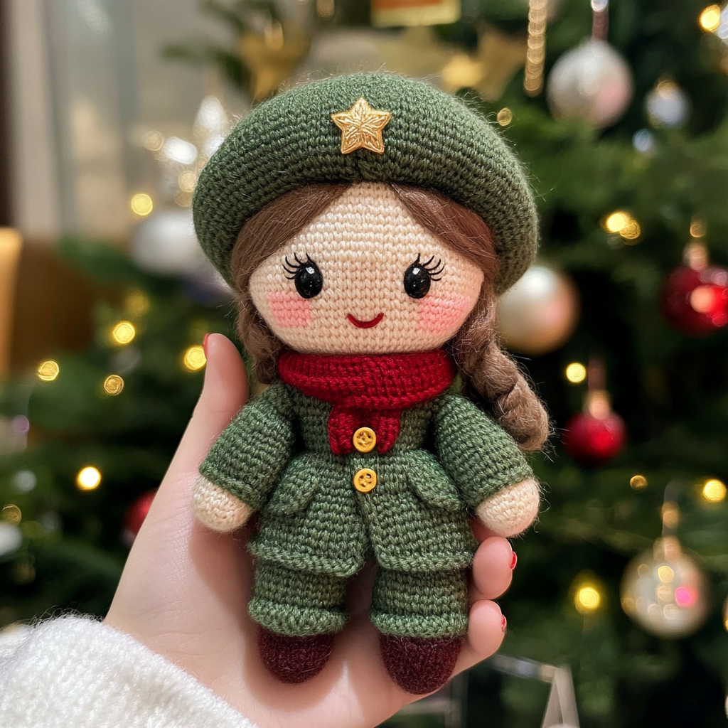Knitted Female Soldier Ornaments