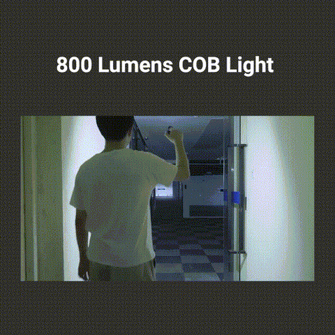 800 Lumens COB Light 4 modes. Press 2 seconds to ultra-bright.Ultra-bright 2H Strong 4H Medium 12H Alarm 1H