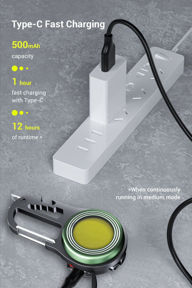 Type-C Fast Charging   500mAh capacity  1 hour fast charging with Type-C  12 hours of runtime *