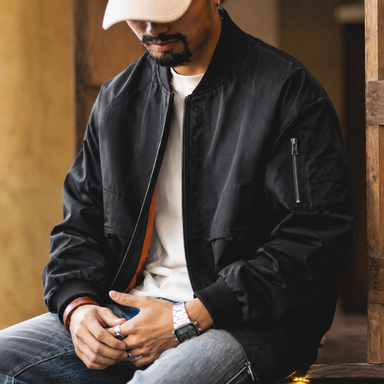  New 2 Colors Men Sports Jacket Solid Color Casual Jacket Fashion Large Size Loose Coat
