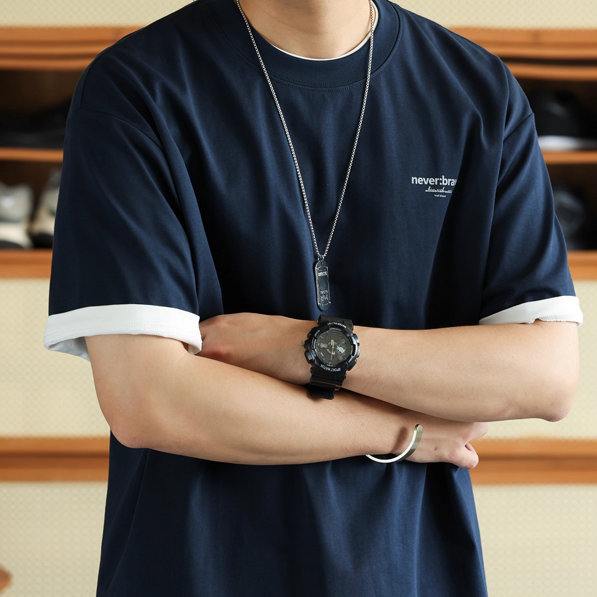 Summer American casual men's shoulder drop quick drying T-shirt
