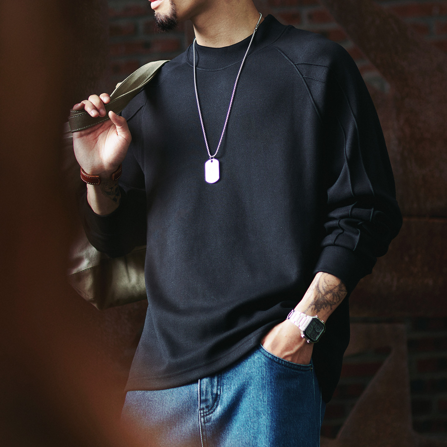 2025 Autumn New 410g Men's Loose Solid Color Long Sleeve Shirt