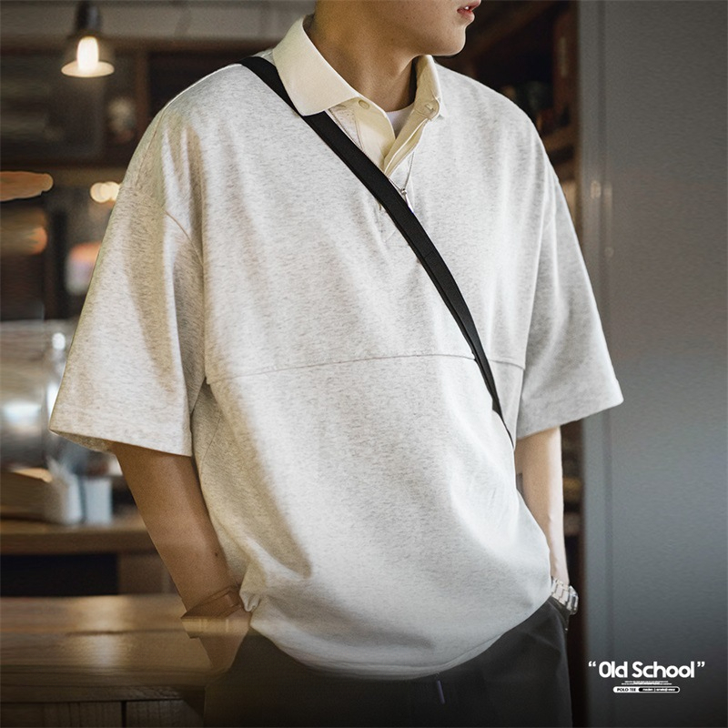 Maden Retro Heavyweight Knitted Short sleeved Polo Shirt Cleanfit Polo Neck T-shirt