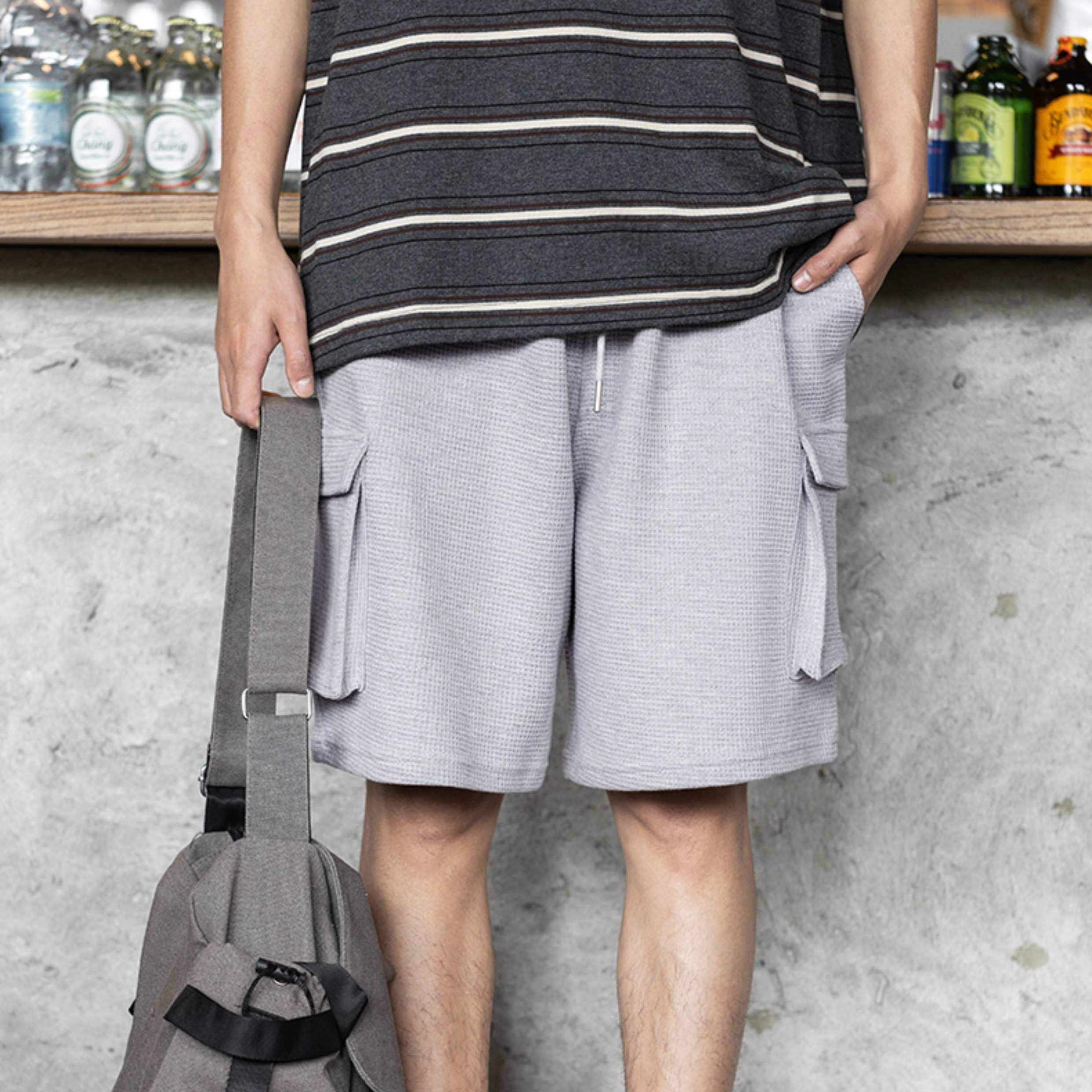 American waffle P44 paratrooper shorts sport elastic waist workwear shorts