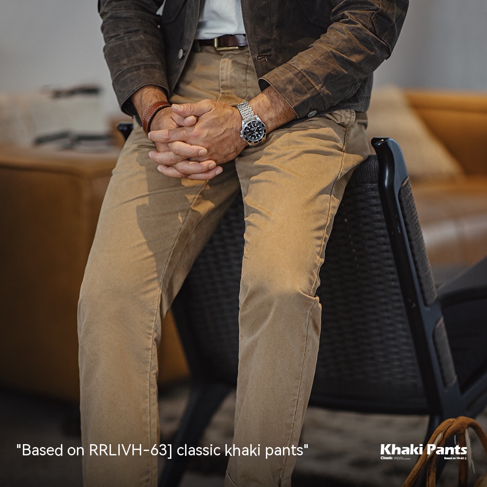 Maden Retro Heavy Khaki Casual Pants Amekaji Twill Cotton Slimming Straight Pants