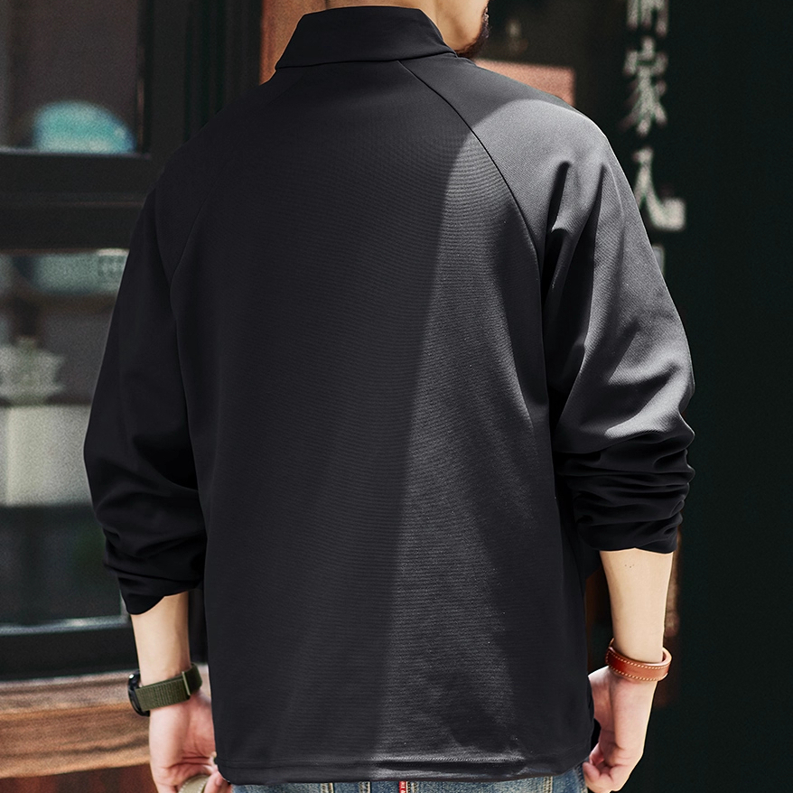 Stand Up Windproof Half Zipper Men'S 2025 Autumn New Loose Cityboy Shoulder Sweatshirt