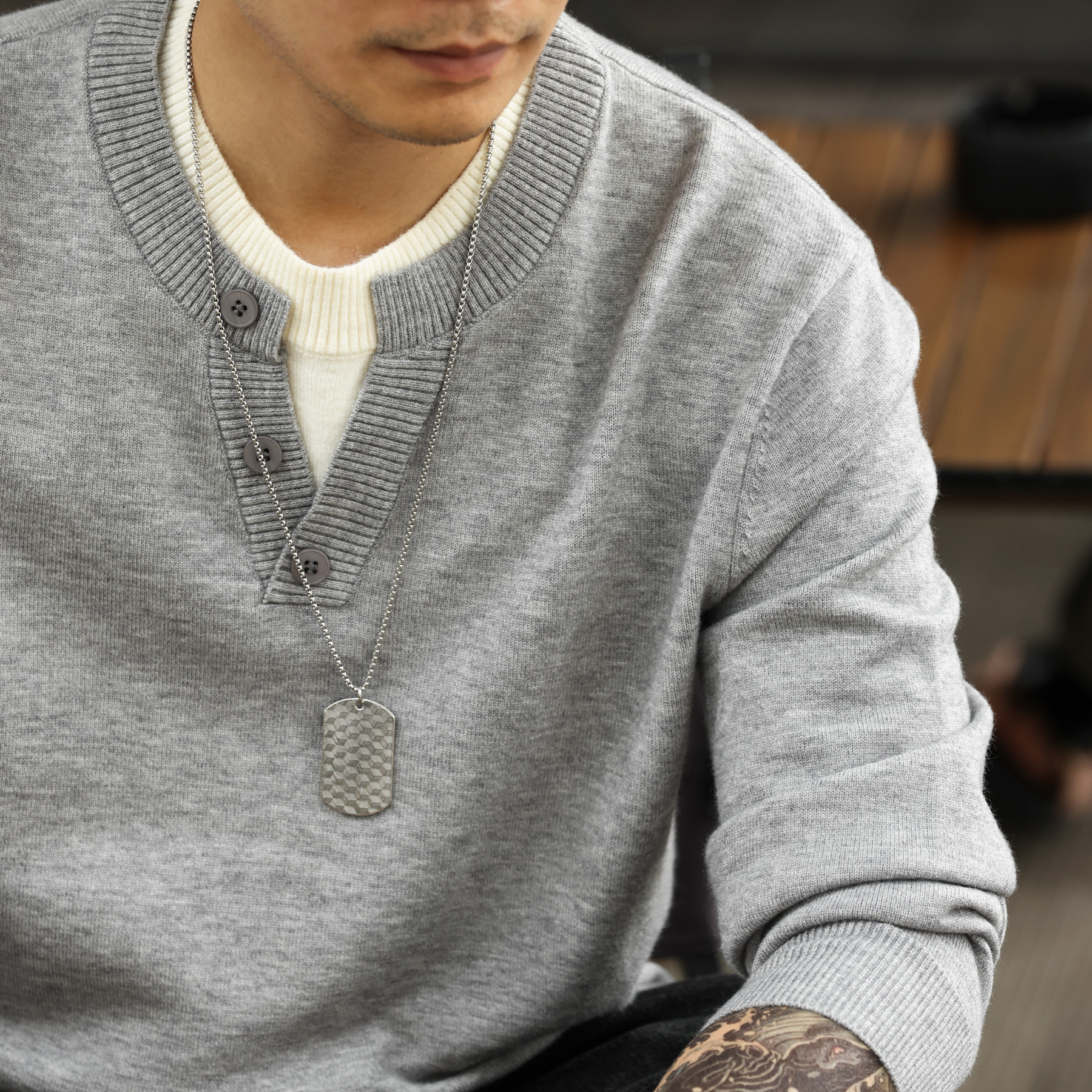 American Casual Vacation Two Piece Spliced V-Neck Men'S Wool T-shirts