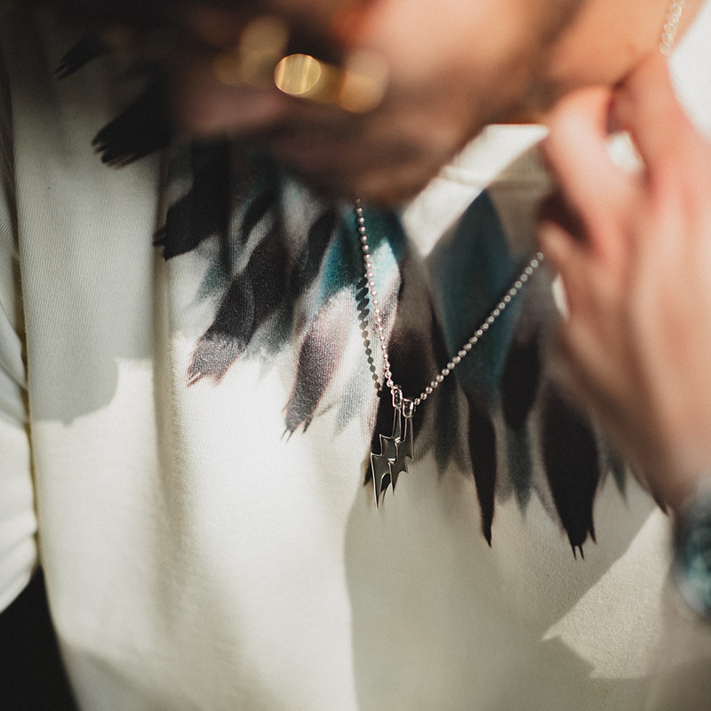 Maden Retro Indian feather print short sleeved distressed loose ethnic style T-shirt