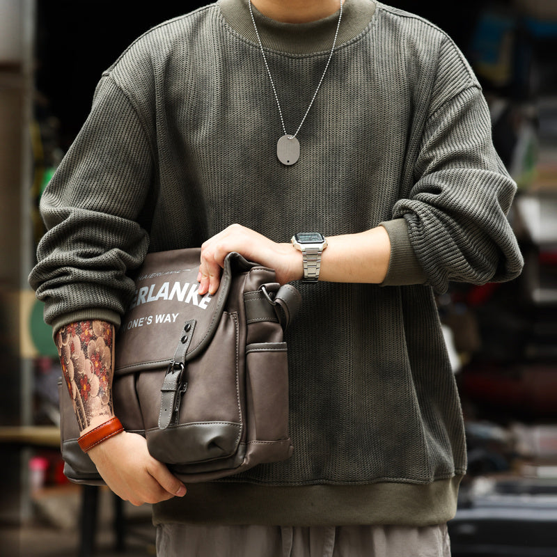 Swoosh Wool Knit Crew Neck Sweatshirt 540g Heavyweight Chunky Thread Vintage Wheaties Slouchy Knit