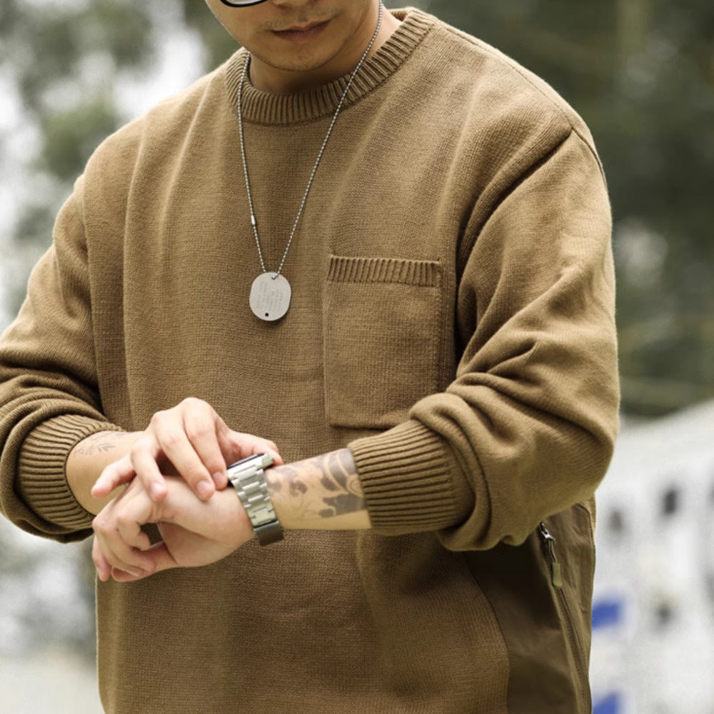 Lazy Sweater Men's Autumn and Winter New Style Pocket Hoodie Warm Base Knitted Sweater