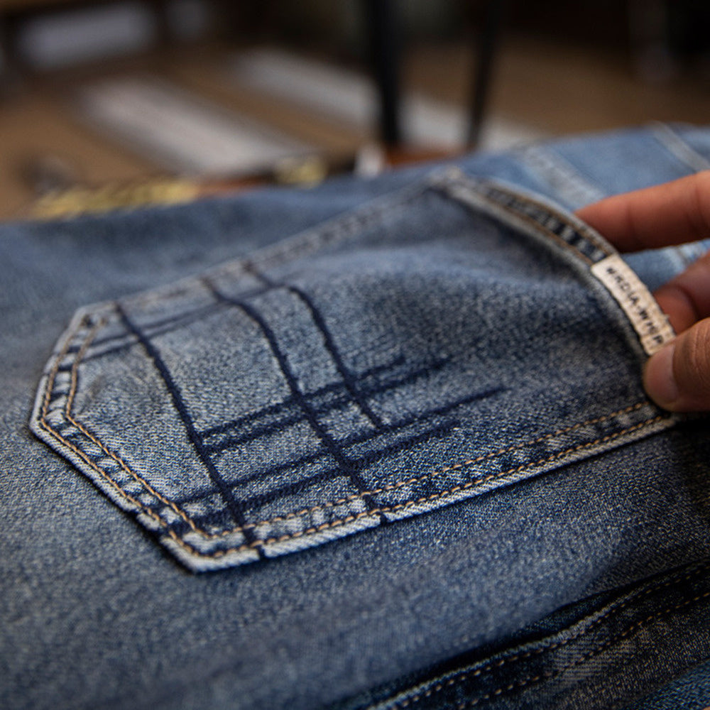 American retro spring/summer new washed casual men's denim jeans