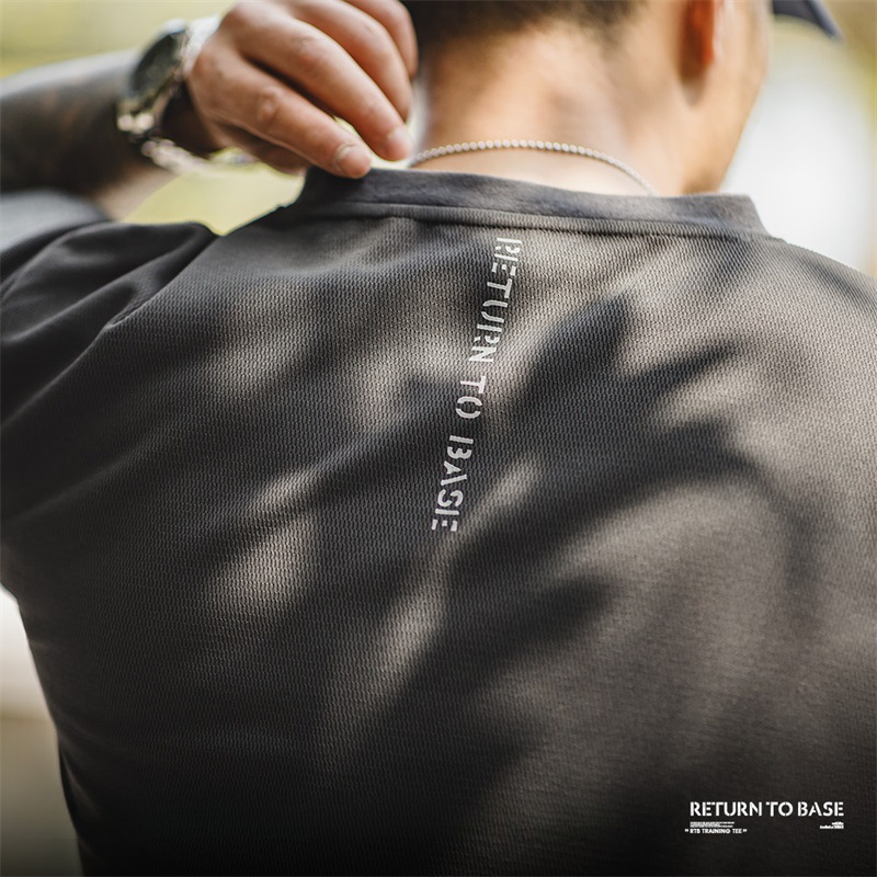 Maden casual honeycomb texture short sleeved T-shirt basic breathable sweat wicking training top